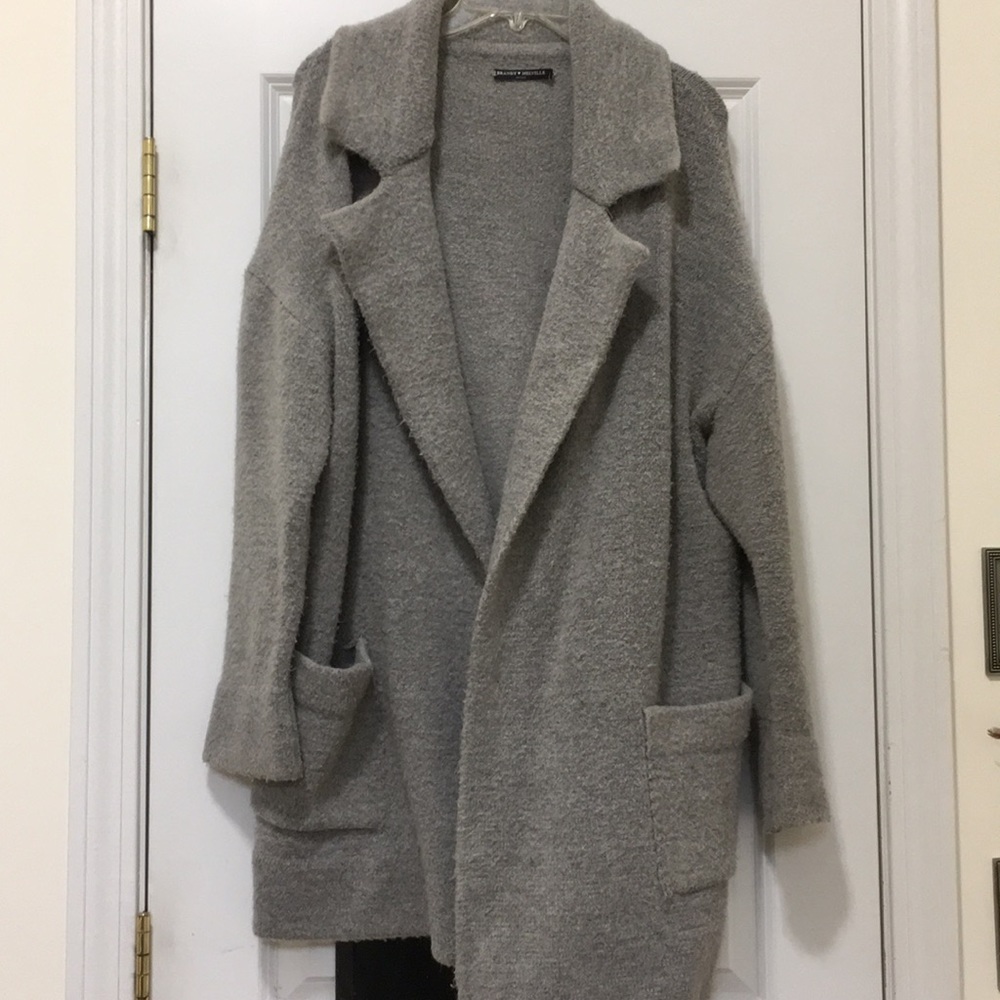Brandy Melville Open Pea Coat Gray One Size